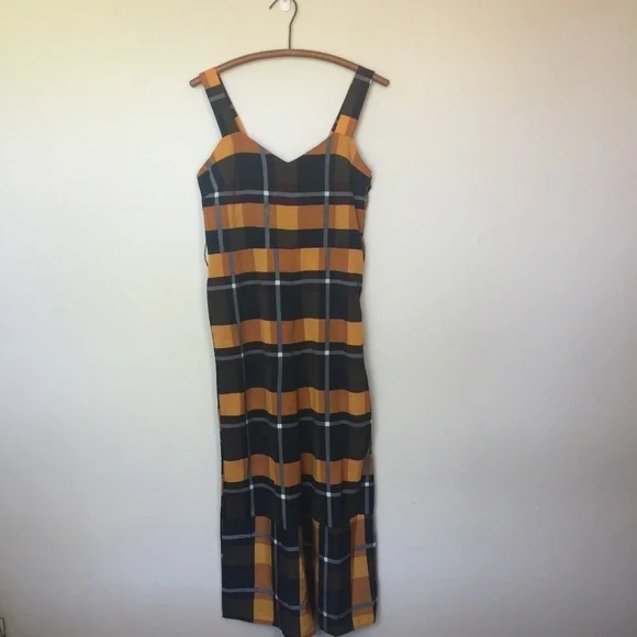 Love Sadie Dresses Love Sadie Pumpkin Plaid Overall Jumpsuit S